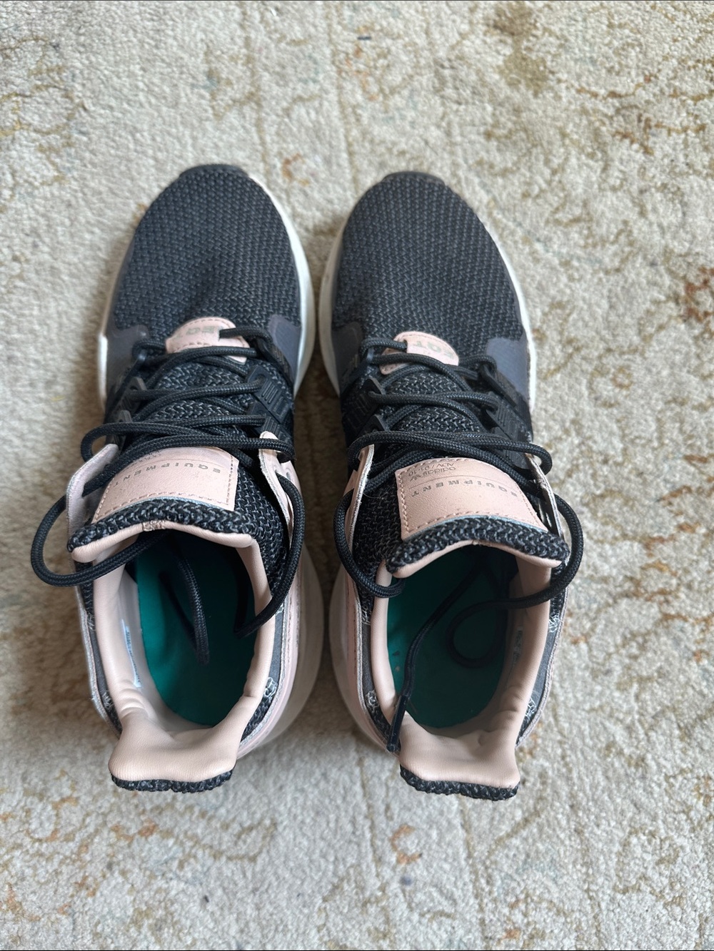 adidas Black Knit Sneakers with Pale Pink Accents
